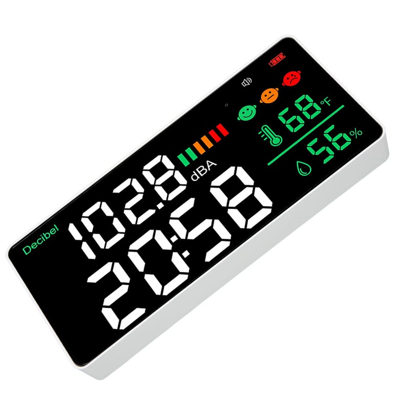 Decibel Meter 30 To 130db Wall Mounted Sound Level Reader 11 Inch LED Time Temperature Humidity Noise Meter - Image 5