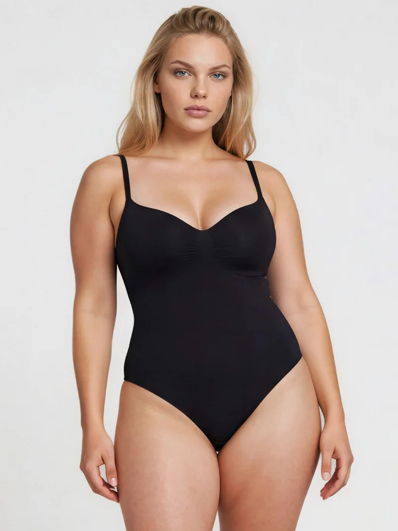 هيكاب Premium Seamless Adjustable Strap Brief Bodysuit Shapewear