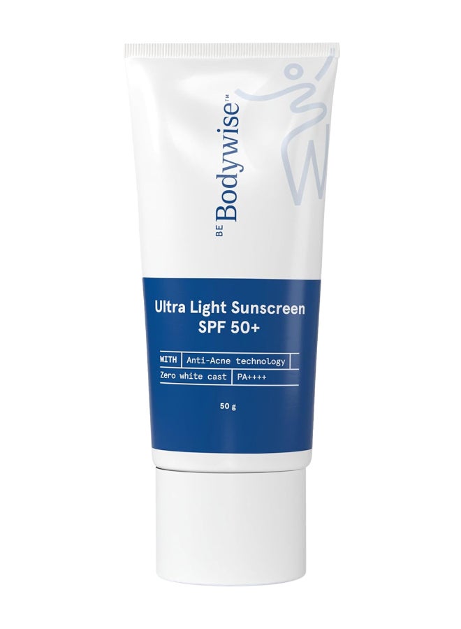 Be Bodywise Ultra Light Sunscreen SPF 50 PA+++ for Oily, Dry, Acne-prone Skin  For Men And Women  50 Grams  - Image 1