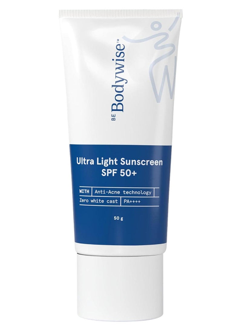 Be Bodywise Ultra Light Sunscreen SPF 50 PA+++ for Oily, Dry, Acne-prone Skin  For Men And Women  50 Grams - Image 1