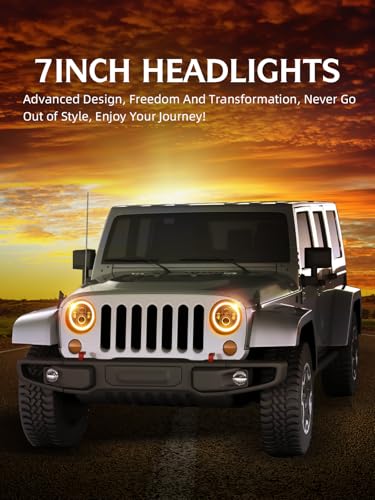 UNI-SHINE Black 2pcs 7 inch Led Headlight Round DOT Approved H6024 Led Headlight DRL Turn Signal Compatible with Jeep Wrangler JK TJ CJ & Miata & Chevy S3 & Hummer H1 H2 - Image 2