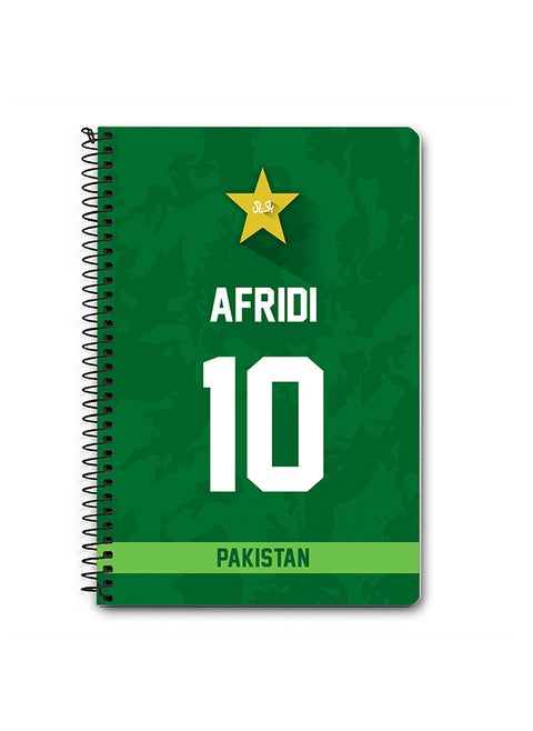 Designer A5 Spiral Notebook Memo Notepad Journal Player - AFRIDI, Jersey Number -10 (With Logo)