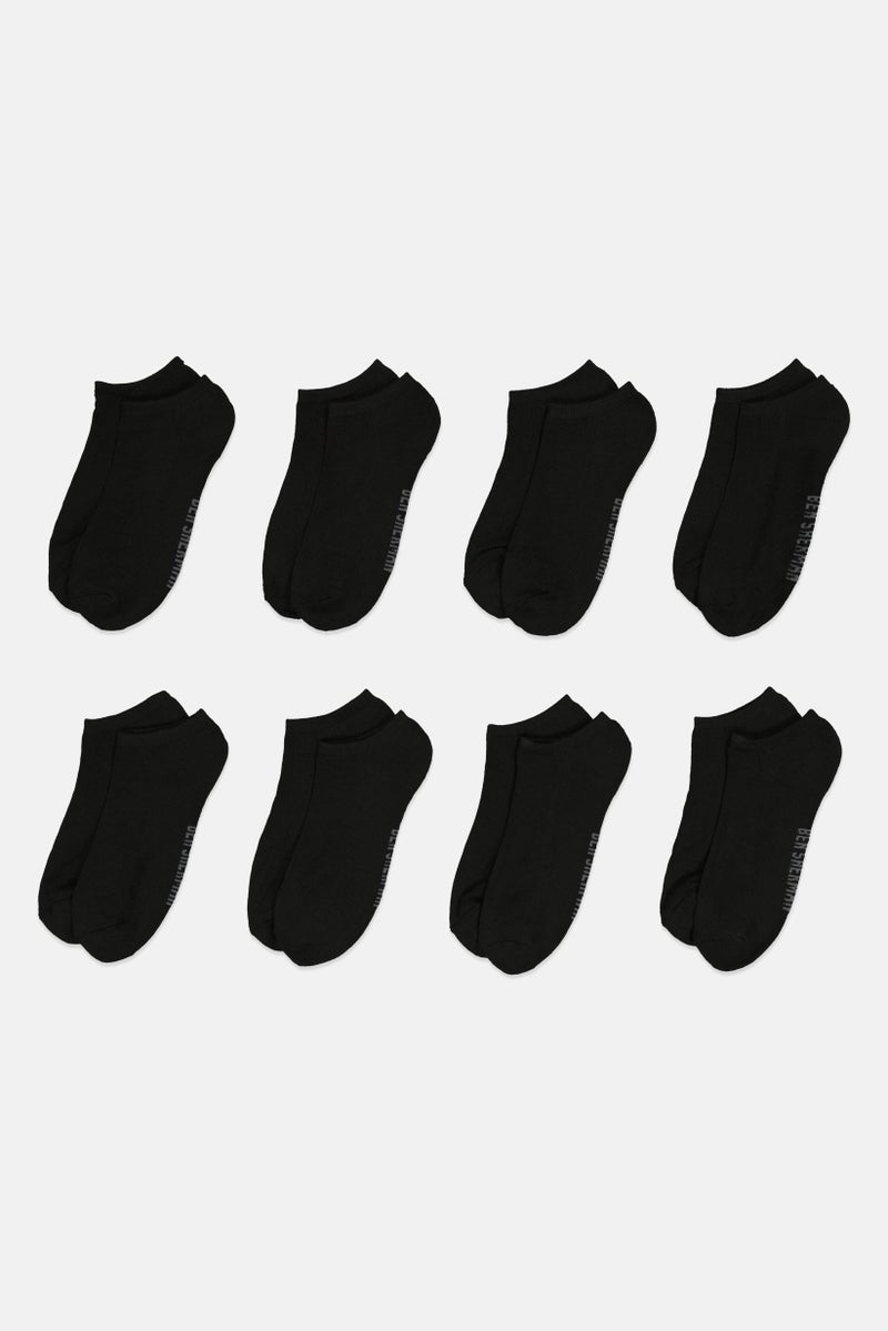 Ben Sherman Men 8 Pairs Brand Logo Ankle Cut Socks, Black  - Image 3
