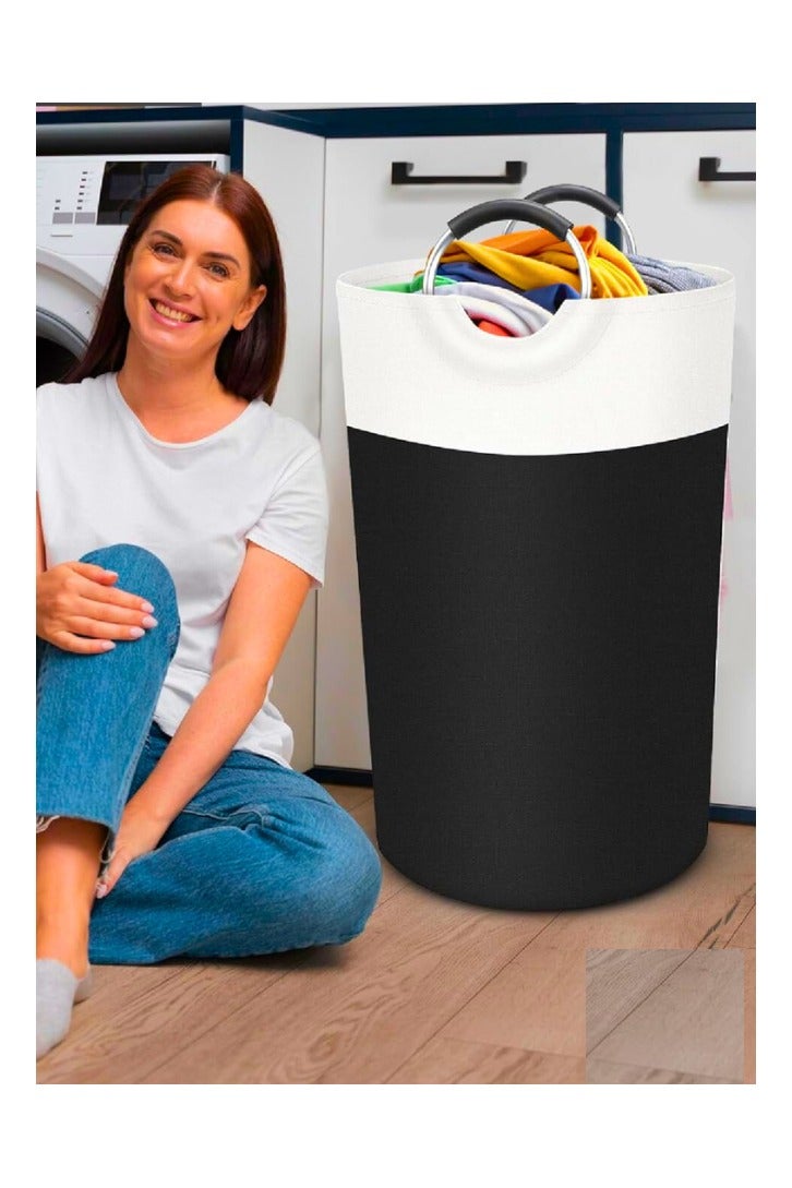 Chase Up Waterproof Laundry Basket Hamper Bin | Collapsible Basket with Foam Protected Aluminum Handles for Dirty Clothes, Blanket, Toys, Kitchen & Home Storage with Large Storage Capacity 90 L (Black) - Image 3