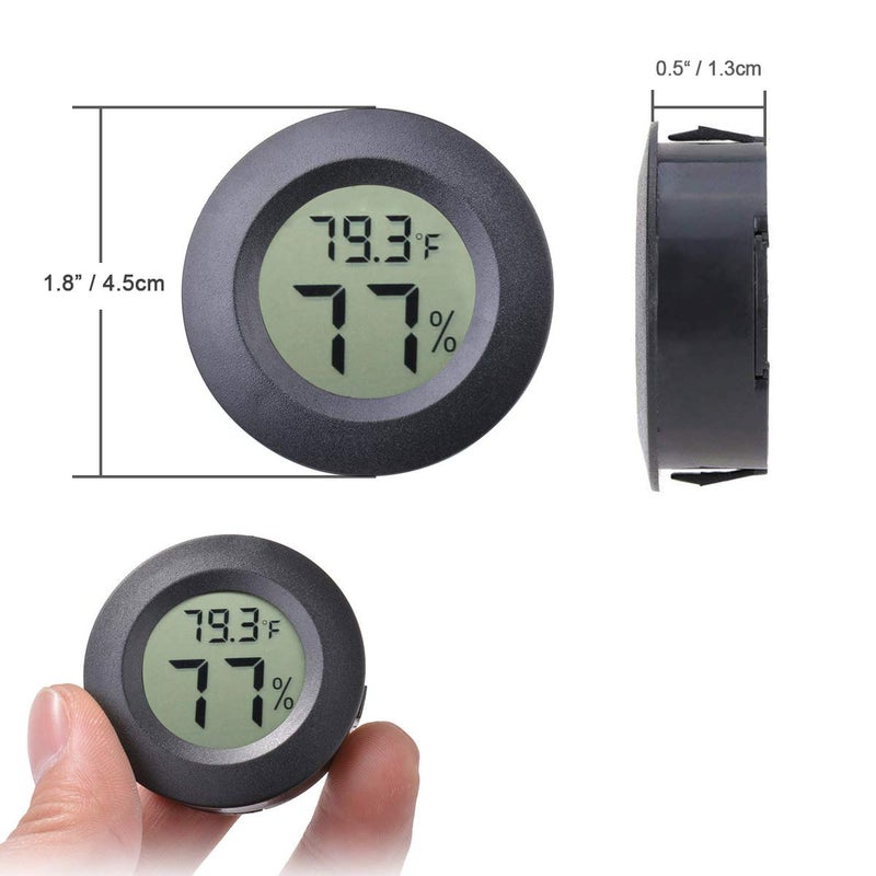 Veanic 2-Pack Mini Hygrometer Thermometer Fahrenheit or Celsius Meter Digital LCD Monitor Indoor Room Round Humidity Temperature Gauge for Humidors Home Greenhouse Babyroom Reptile Incubator - Image 2