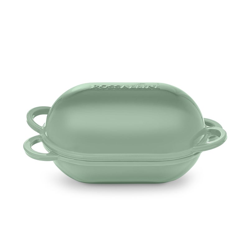 ROSSALLINI Signature Enameled Cast Iron Sourdough Bread Oven | Non-Stick with Tight Fitting Lid for Perfect Baking and Bread Making | 2QT Oval Oven With Lid [Sage Green] - Image 3