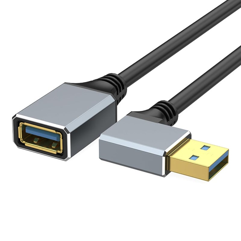 كابل تمديد USB 3.0 بموصلات زاوية قائمة، نقل بيانات بسرعة 5 جيجابت في الثانية للكاميرات والطابعات ولوحات المفاتيح ومشغلات الفلاش، سرعة نقل متوافقة مع الإصدارات السابقة للتحكم. - Image 1