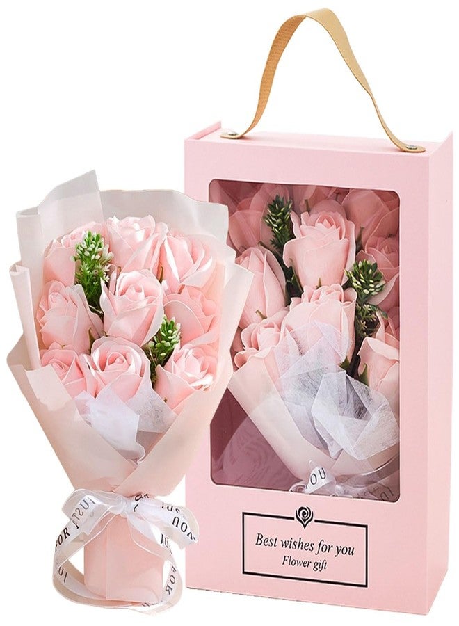 يو نيو باقة زهور YouNuo 9 Forever Flowers Eternal Roses، هدية مثالية، باقات زهور اصطناعية، هدايا عيد ميلاد للنساء، الصديقات، الأمهات، عيد الحب، عيد الأم، للزوجة، باللون الوردي - Image 1