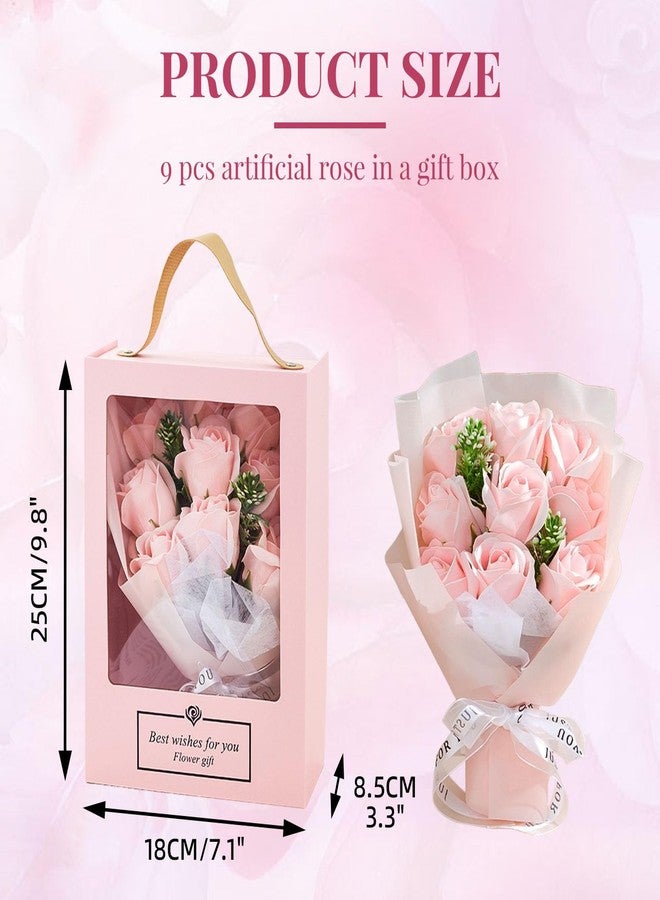 يو نيو باقة زهور YouNuo 9 Forever Flowers Eternal Roses، هدية مثالية، باقات زهور اصطناعية، هدايا عيد ميلاد للنساء، الصديقات، الأمهات، عيد الحب، عيد الأم، للزوجة، باللون الوردي - Image 2