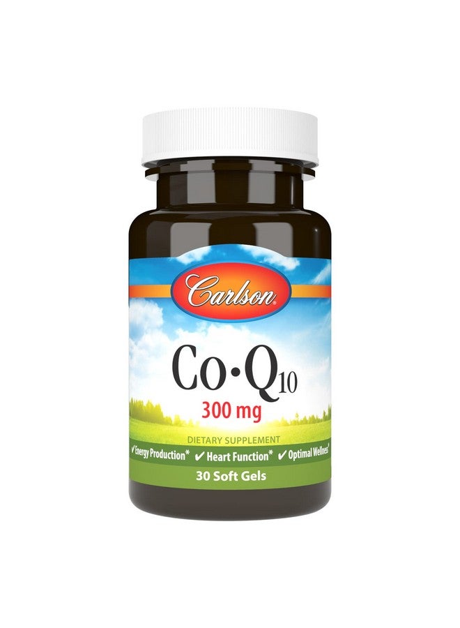 Carlson - Co-Q10, 300 mg of CoEnzyme Q10, Promotes Normal Energy Production & Heart Function, 30 soft gels - Image 1
