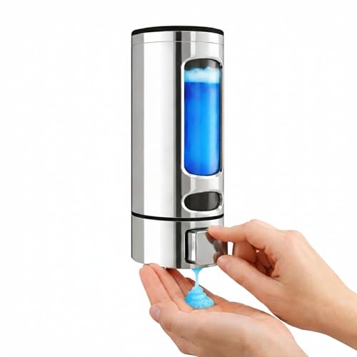 Kitstorack ABS Liquid Soap Dispenser Wall Mounted for Bathroom & Wash Basin | Handwash Bottle Holder, Shampoo & Sanitizer Dispenser for Kitchen, Toilet & Shower Use (Chrome) - Image 1