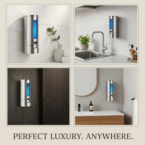 Kitstorack ABS Liquid Soap Dispenser Wall Mounted for Bathroom & Wash Basin | Handwash Bottle Holder, Shampoo & Sanitizer Dispenser for Kitchen, Toilet & Shower Use (Chrome) - Image 4