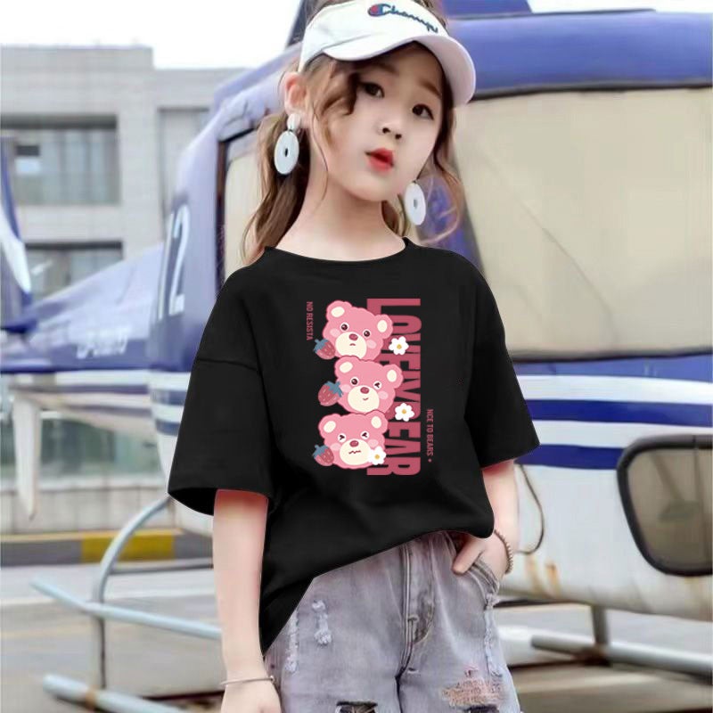 2011#2025 Short-Sleeved T-Shirt For Children And Girls Pure Cotton Half-Sleeved Children'S All-Match Thin Tops Trendy - Image 4