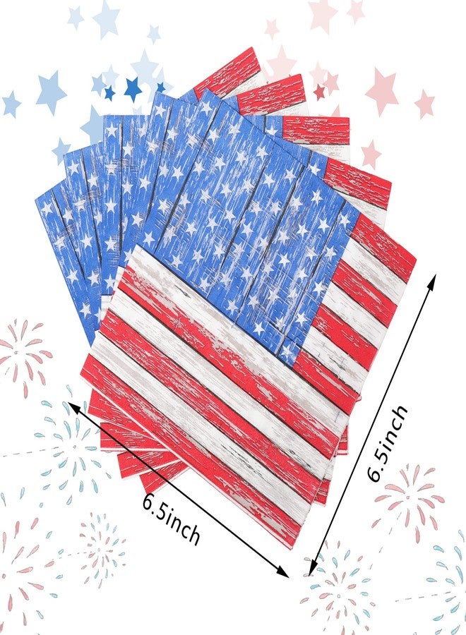 Whaline 80 Pack 4th of July Paper Napkins 6.5 x 6.5 Inch Stars and Stripes Cocktail Napkins Rustic Independence Day Memorial Day Disposable Party Beverage Napkins for Holiday Dinner Party Supplies - Image 3