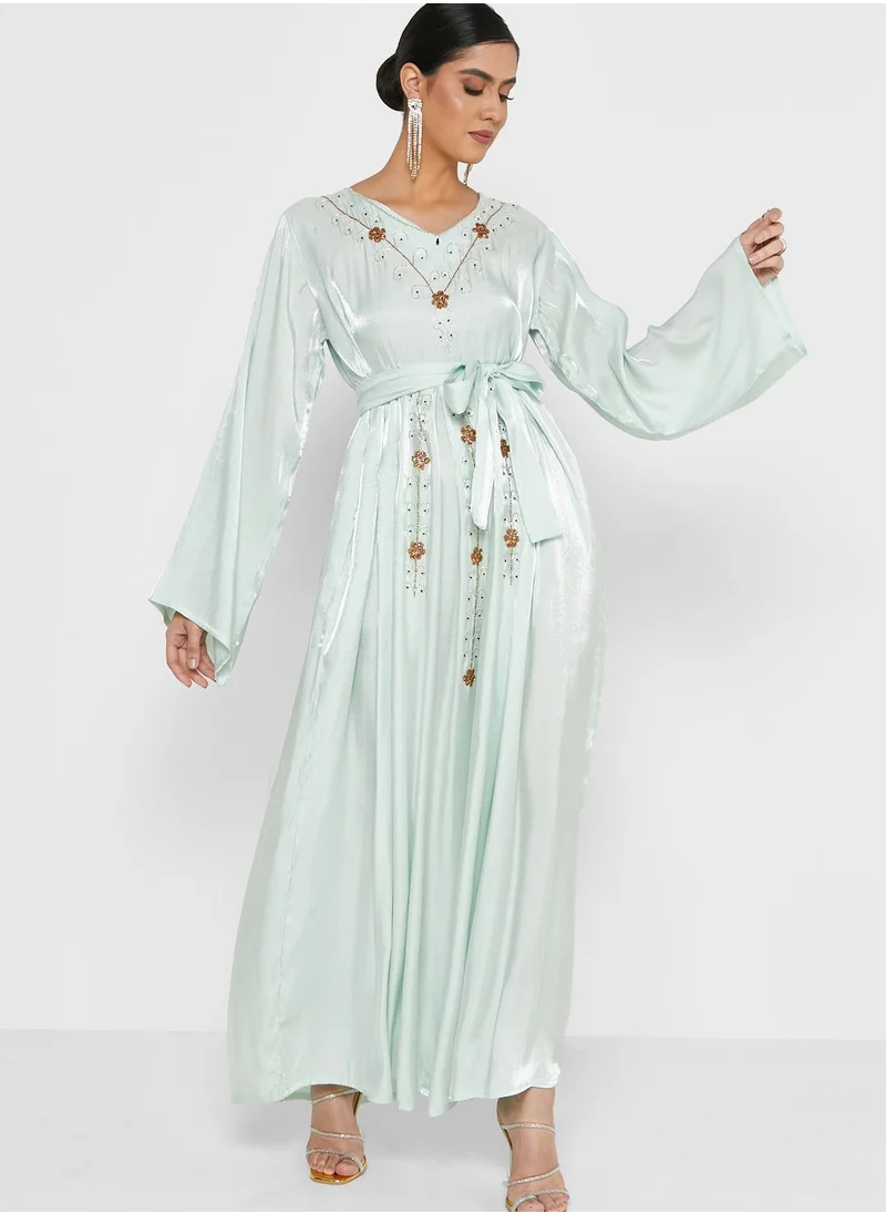 hayas closet Embellished Belted Jalabiya