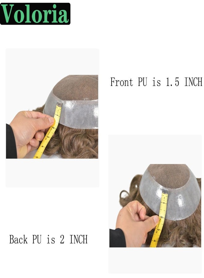 Voloria Mens Toupee European Human Hair Replacement System French Lace Center with PU Perimeter Natural Hairline Medium Density 6Inch Straight Hairpiece for Men 10x8INCH 2# Dark Brown Color - Image 5
