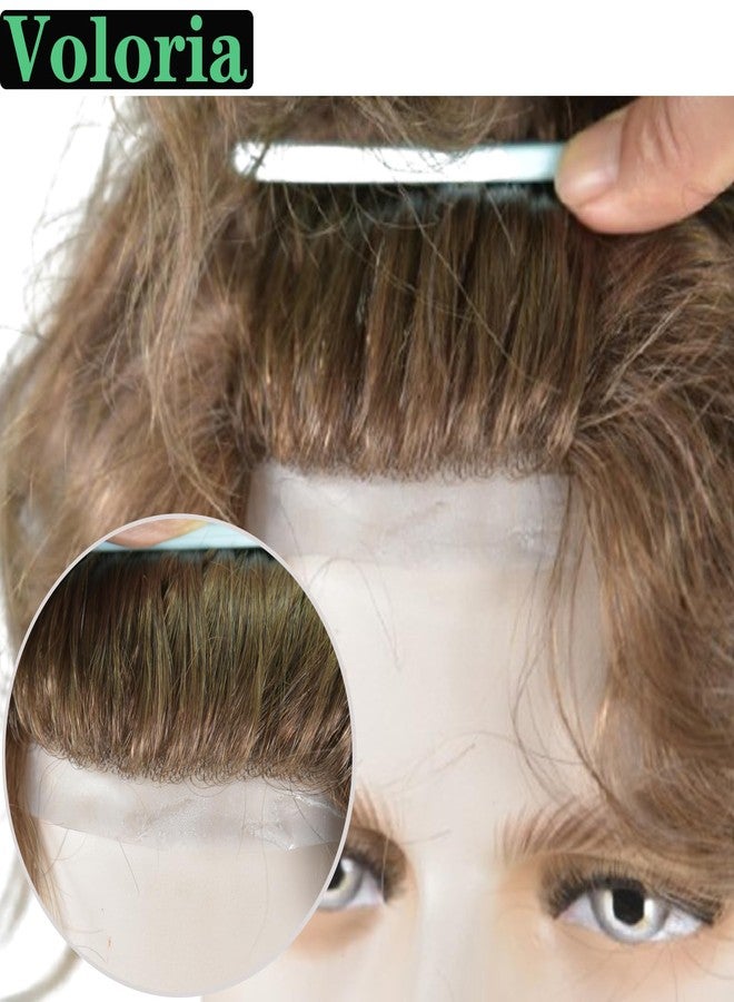 Voloria Mens Toupee European Human Hair Replacement System French Lace Center with PU Perimeter Natural Hairline Medium Density 6Inch Straight Hairpiece for Men 10x8INCH 2# Dark Brown Color - Image 4