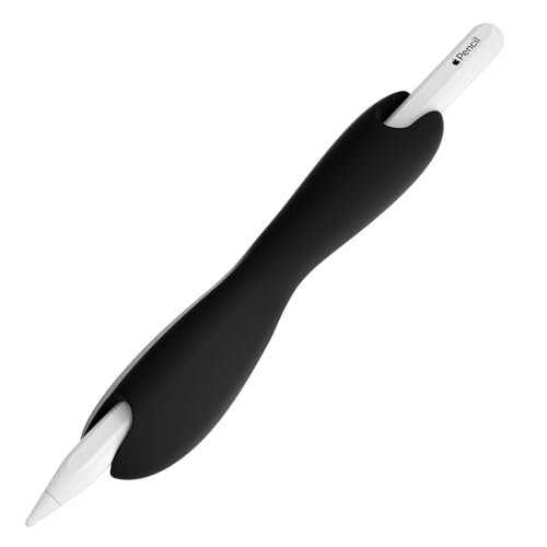 ELETIUO Grip Compatible with Apple Pencil Pro,1st/2nd Generation,USB-C Model,Protective Silicone Sleeve Cover Ergonomic Dual-Head Design Compatible with Magnetic Charging and Double Tap,Black - Image 1