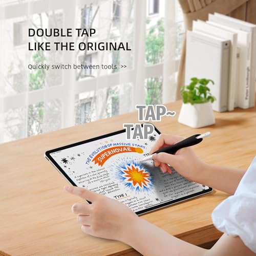 ELETIUO Grip Compatible with Apple Pencil Pro,1st/2nd Generation,USB-C Model,Protective Silicone Sleeve Cover Ergonomic Dual-Head Design Compatible with Magnetic Charging and Double Tap,Black - Image 5