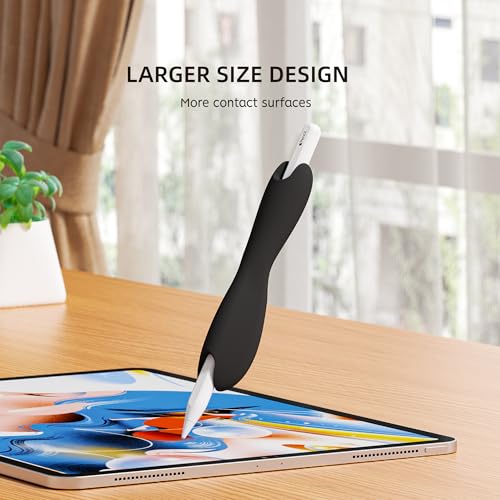 ELETIUO Grip Compatible with Apple Pencil Pro,1st/2nd Generation,USB-C Model,Protective Silicone Sleeve Cover Ergonomic Dual-Head Design Compatible with Magnetic Charging and Double Tap,Black - Image 4