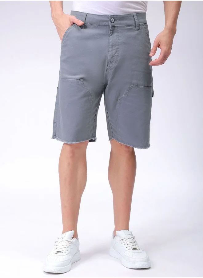 شركة المرآب الهندية Men Relaxed Fit Patched Mid-Rise Carpenter Utility Cargo Shorts