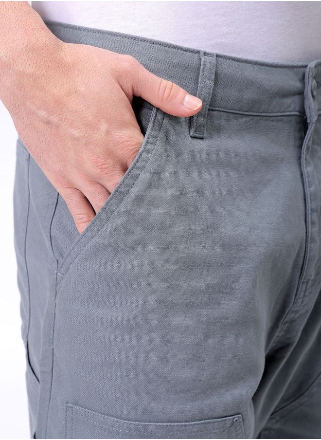 The Indian Garage Co - Men Relaxed Fit Patched Mid-Rise Carpenter Utility Cargo Shorts - Image 1