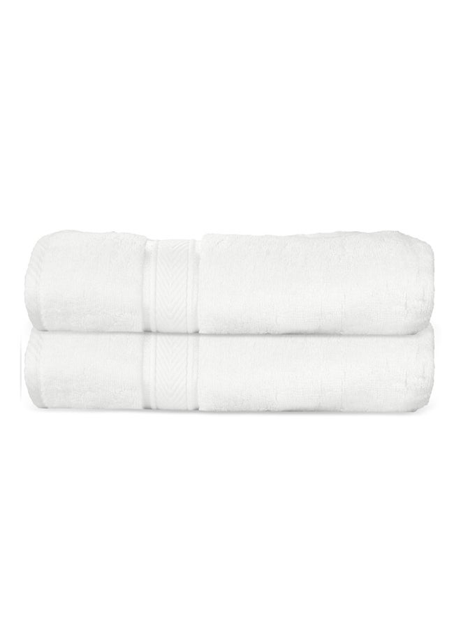 Hotel Linen Klub Hotel Linen Klub LUXURY PACK of 2  Antimicrobial  Hand Towels - 100% Cotton 650 GSM Terry Dobby Border Ring Spun - Super Soft ,Quick Dry,Highly Absorbent  Size: 40x70cm, White  - Image 1