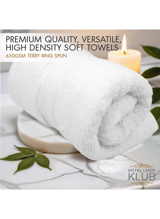 Hotel Linen Klub Hotel Linen Klub LUXURY PACK of 2  Antimicrobial  Hand Towels - 100% Cotton 650 GSM Terry Dobby Border Ring Spun - Super Soft ,Quick Dry,Highly Absorbent  Size: 40x70cm, White  - Image 3
