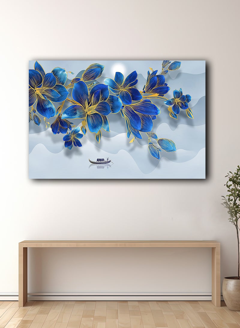 LOWHA Canvas Wall Art Stretched Over Wooden Frame with Night Lillies Painting - Image 1