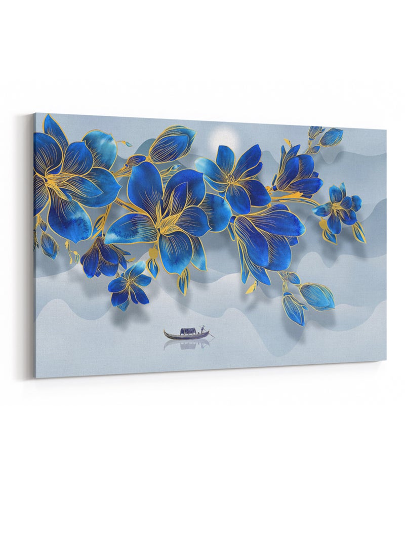 LOWHA Canvas Wall Art Stretched Over Wooden Frame with Night Lillies Painting - Image 4