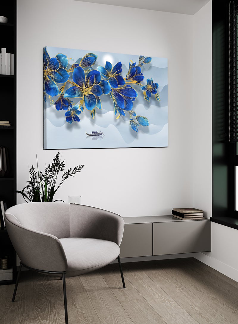 LOWHA Canvas Wall Art Stretched Over Wooden Frame with Night Lillies Painting - Image 3