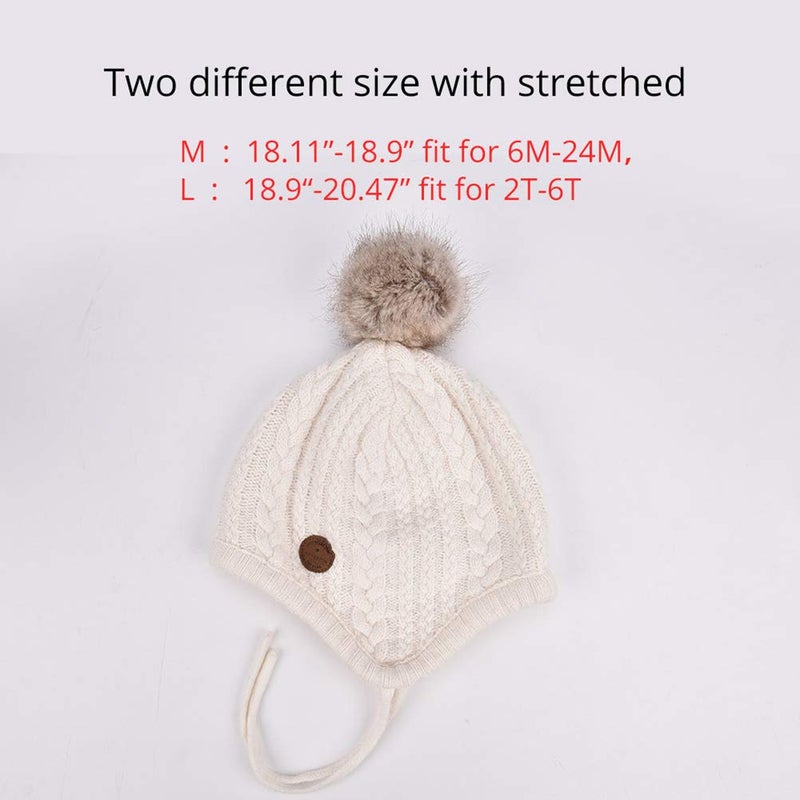 SOMALER Toddler Baby Boys Girls Winter Hat Kids Ear Flap Warm Fleece Lined Knit Beanie Fur Pom Hat - Image 3