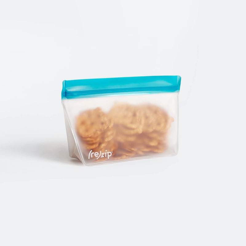 rezip 3-Piece Stand-Up Reusable Bag Bundle | BPA-Free  Food Grade  Leakproof  Freezer and Dishwasher Safe | Quart (1)  2-Cup (1)  Snack (1) | Aqua - Image 5