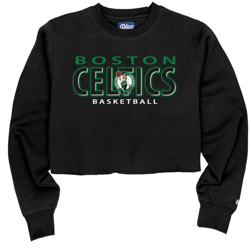 Blue 84 Boston Celtics NBA Officially Licensed Women's Cropped Crewneck Sweatshirt Alternate Color, Large - Image 2