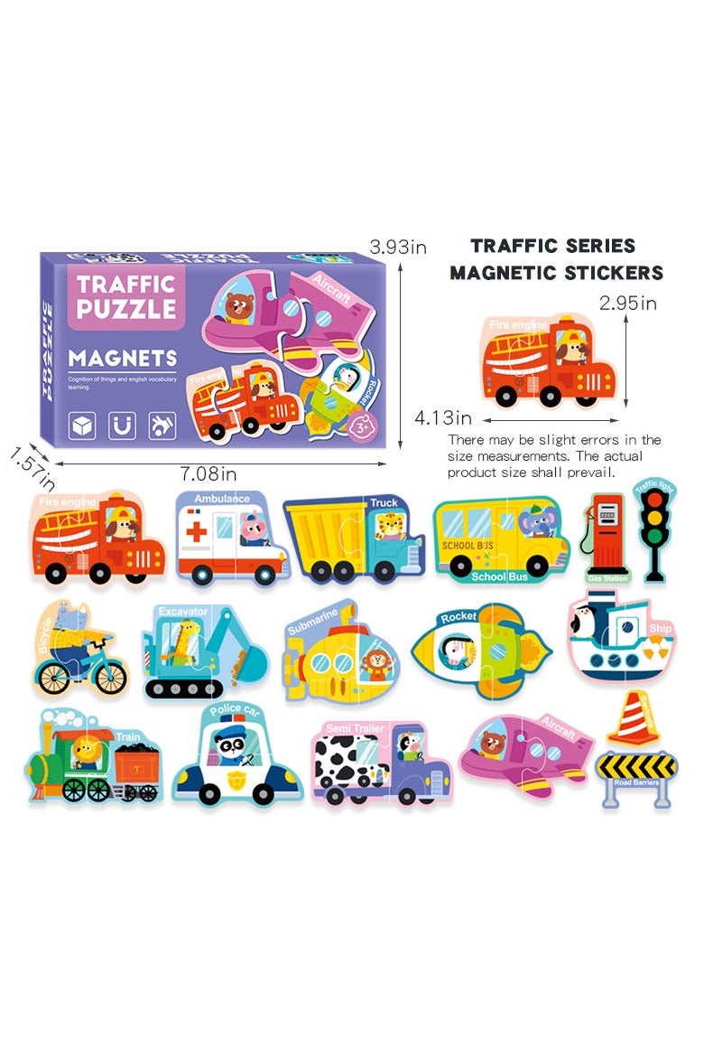 Magnetic Traffic Puzzle Toy for Kids 3+ – Vehicle Matching Game Enhancing Fine Motor Coordination Skills - Image 2