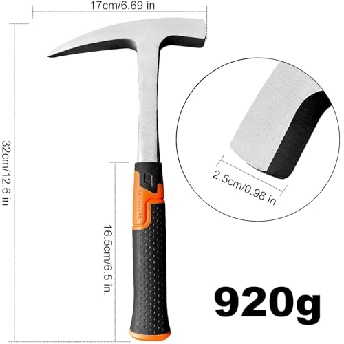 glorousamc Rock Pick Hammer-31oz Geology Hammer with Ergonomic Handle – Stone Mason Hammer, Block Masonry Hammer with Pointed Tip & Shock Reduction Handle,Brick Tools, Masonry Tools - Image 3