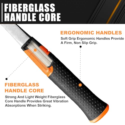 glorousamc Rock Pick Hammer-31oz Geology Hammer with Ergonomic Handle – Stone Mason Hammer, Block Masonry Hammer with Pointed Tip & Shock Reduction Handle,Brick Tools, Masonry Tools - Image 5