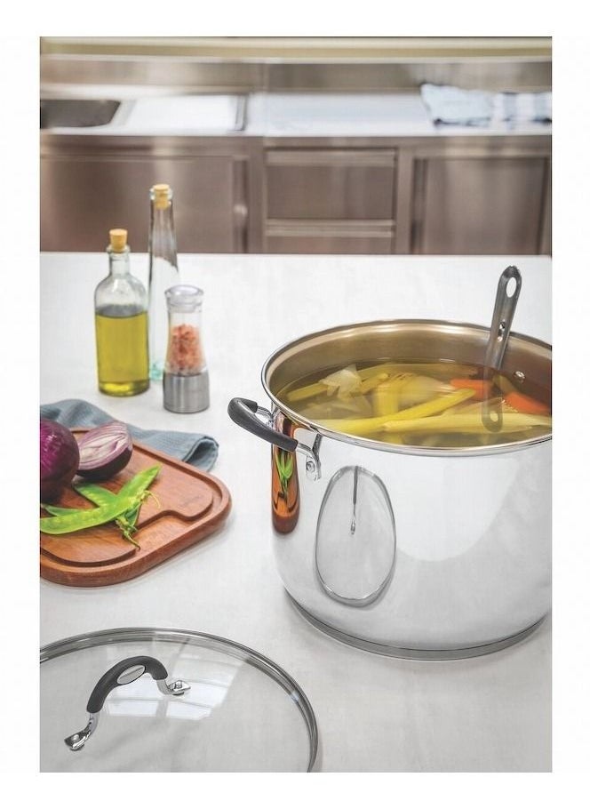 TRAMONTINA - Since 1911,Made in Brazil- Solar Silicon 30cm 15.4L Stainless Steel Stock Pot with Tri-ply Bottom, - Image 1