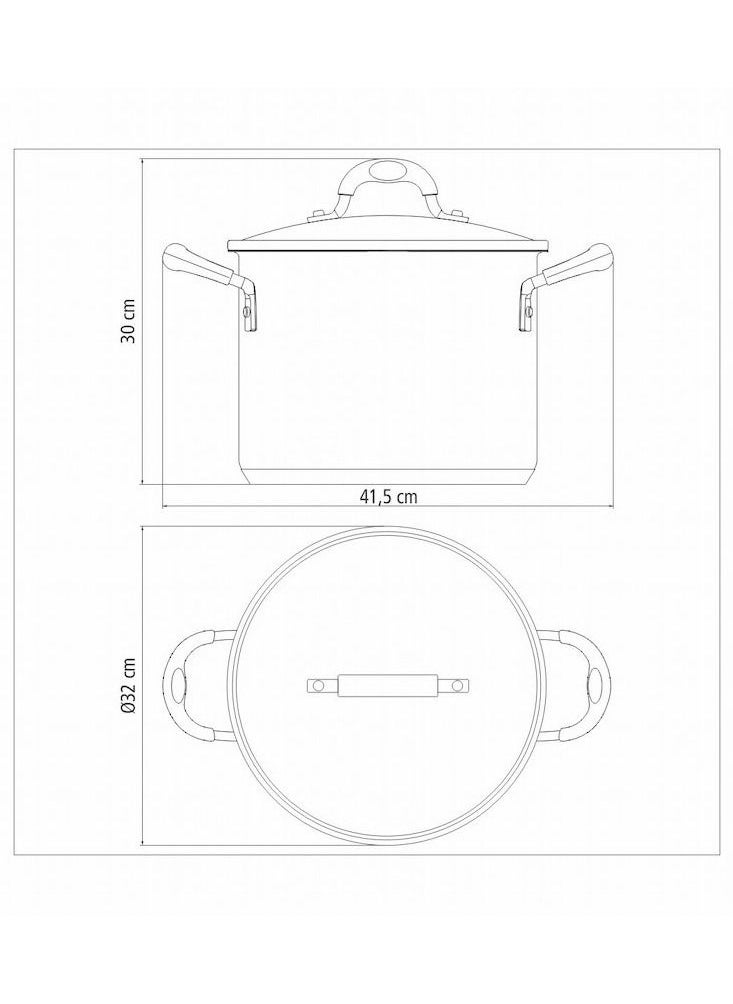 TRAMONTINA - Since 1911,Made in Brazil- Solar Silicon 30cm 15.4L Stainless Steel Stock Pot with Tri-ply Bottom, - Image 1