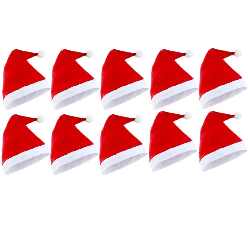 Evisha 10 Pcs Christmas Caps Santa Caps Charistmas caps For Tree Decoration X-Mass Caps Hats Santa Caps Santa Claus Caps - Image 1