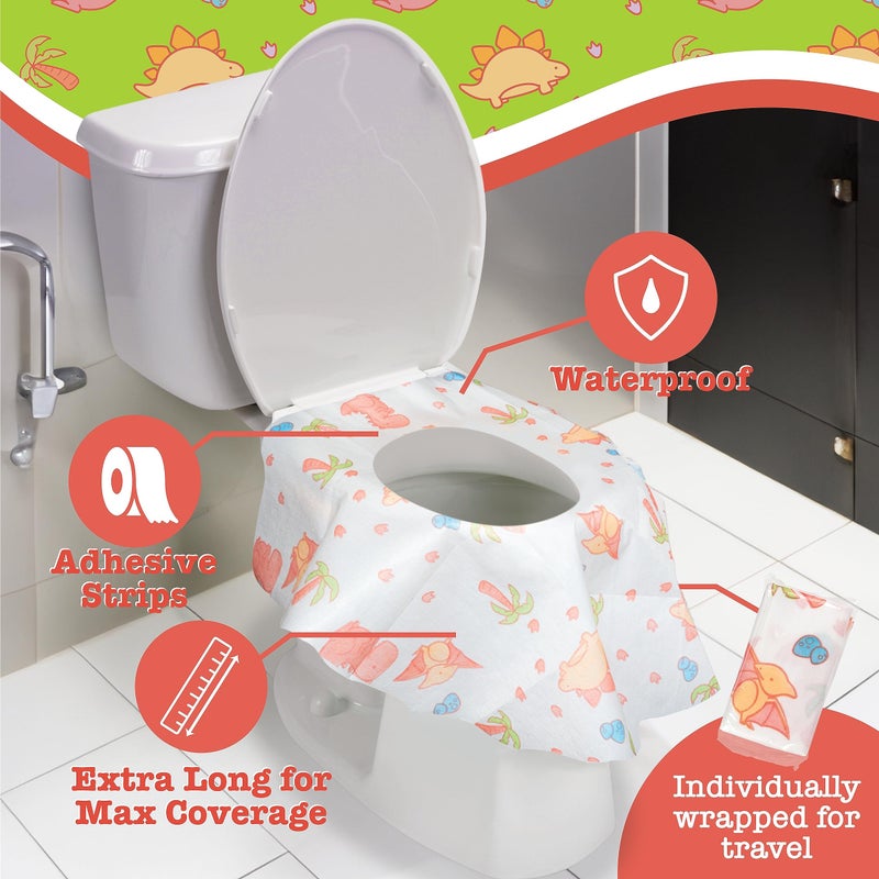 Potty Shields Toilet Seat Covers Disposable (20 Pack) - XL Waterproof Toilet Cover for Toddlers, Kids & Adults - Portable & Individually Wrapped for Travel, Potty Training, Vacations, Public Restrooms - Image 3