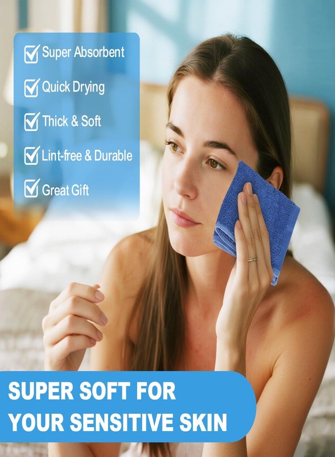 INFICRIME Washcloths Set, 12-Pack Cotton Wash Cloths, 12x12 Inch Blue - Image 4