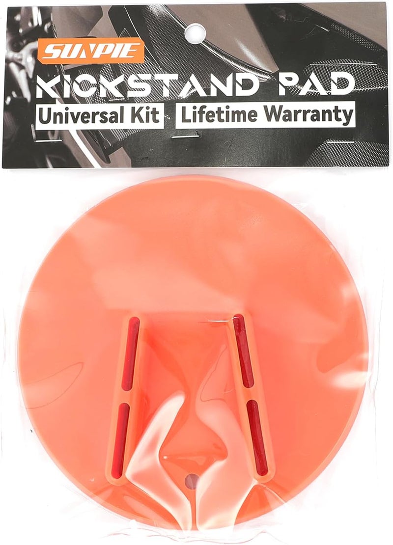 SUNPIE Motorcycle Kickstand Plate Motorbike Kickstand Pad Hard Kickstand Support for All Motorcycles Helps Park Your Bike on Hot Pavement Grass Soft Ground, Orange - Image 1