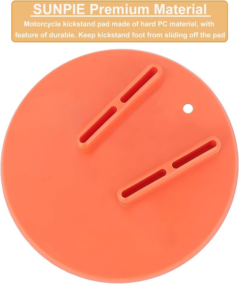 SUNPIE Motorcycle Kickstand Plate Motorbike Kickstand Pad Hard Kickstand Support for All Motorcycles Helps Park Your Bike on Hot Pavement Grass Soft Ground, Orange - Image 4