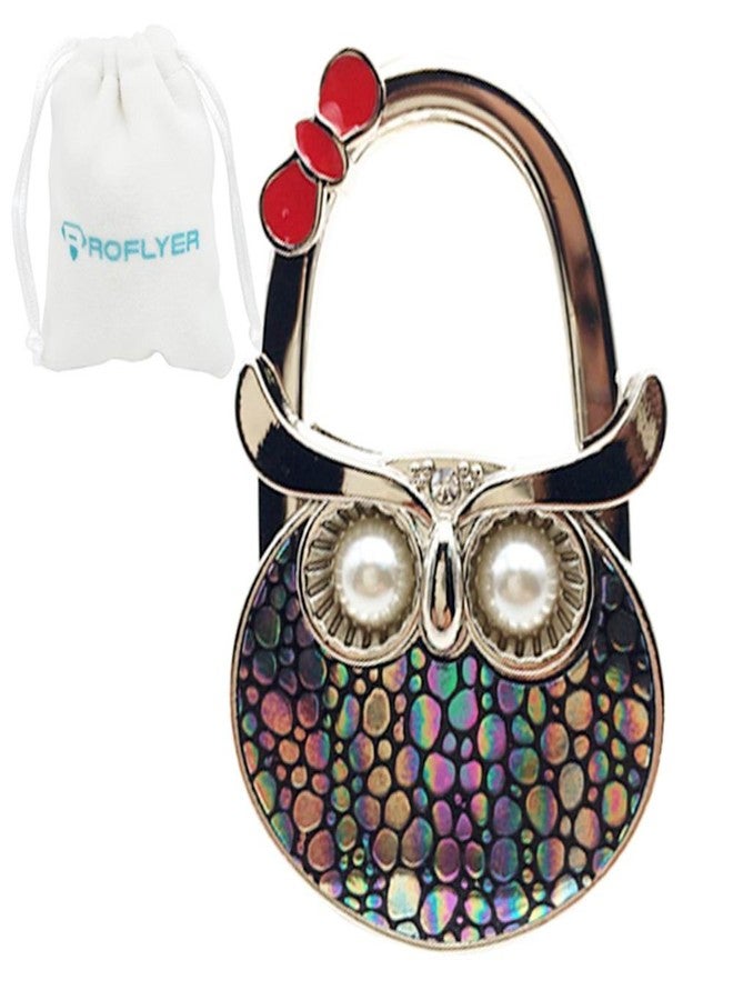 ROFLYER Night Owl Style Butterfly Pattern Design Shoulder Handbag Hangers Folding Purse Holder Bag Hooks, with Velvet Pouch (Colorful Dots) - Image 1