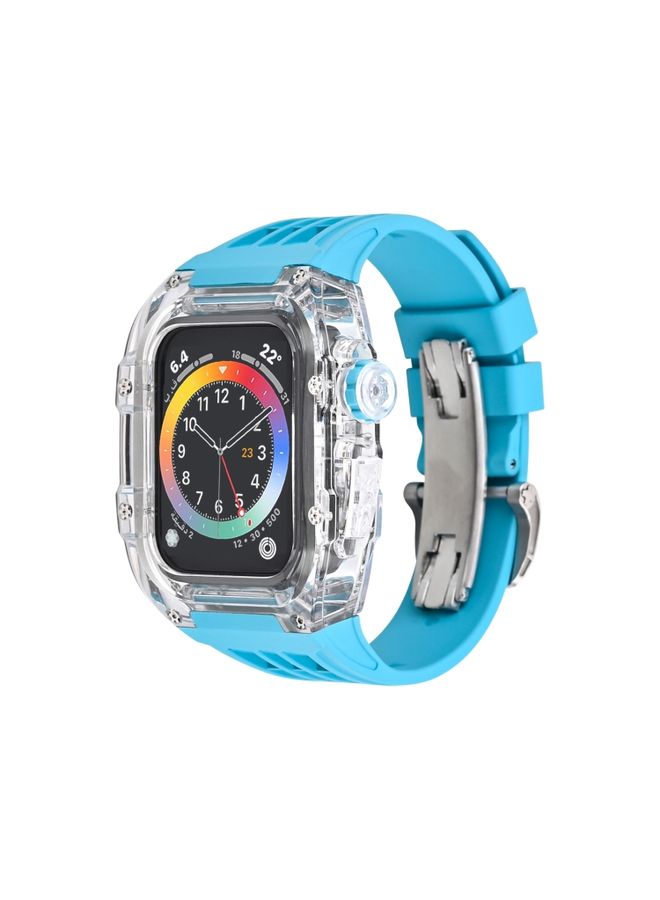 HuHa Protective Cover Fluorine Rubber Clear Watch Band Case For Apple Watch Series 8&7 45mm/SE 2&6&SE&5&4 44mm(Blue)