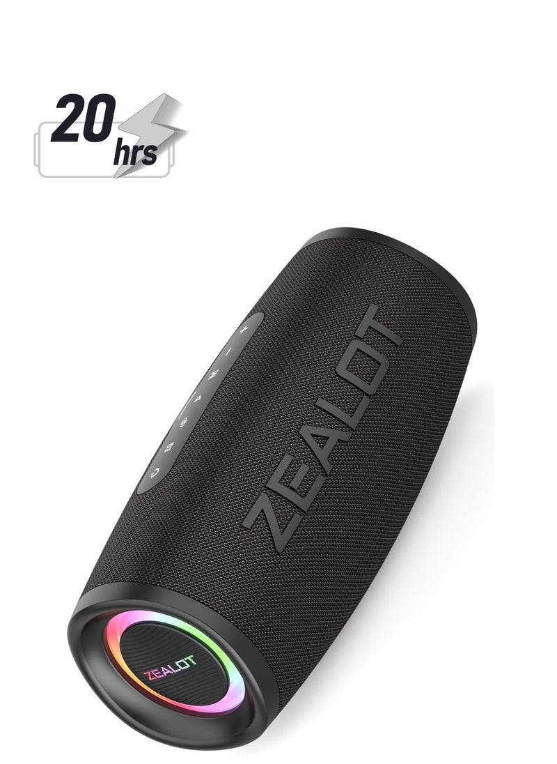 Zealot - ZEALOT S56 40W Bluetooth Speaker, Wireless, Portable Speaker with BassUp,IP67 Waterproof Speaker,20H Battery,Stereo,EQ,Speaker Bluetooth Wireless for Outdoor,Beach,Gifts Black - Image 1