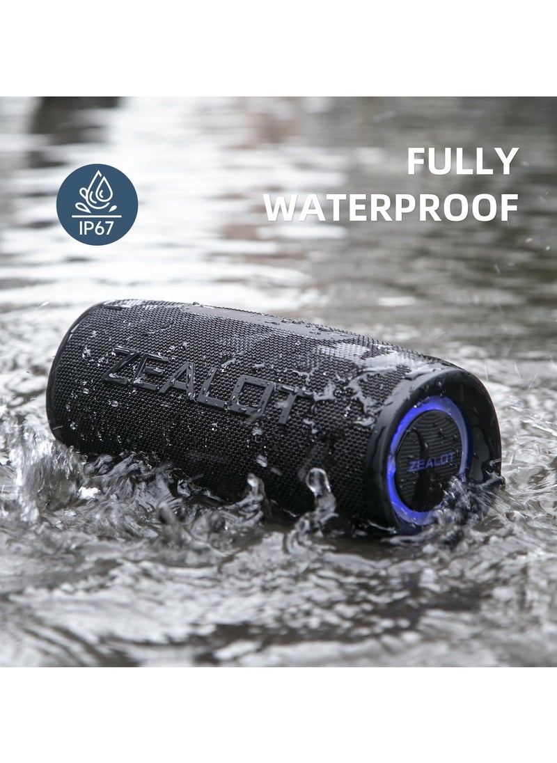 Zealot - ZEALOT S56 40W Bluetooth Speaker, Wireless, Portable Speaker with BassUp,IP67 Waterproof Speaker,20H Battery,Stereo,EQ,Speaker Bluetooth Wireless for Outdoor,Beach,Gifts Black - Image 1