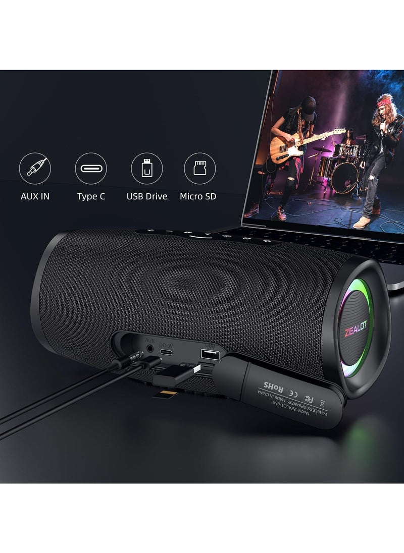 Zealot - ZEALOT S56 40W Bluetooth Speaker, Wireless, Portable Speaker with BassUp,IP67 Waterproof Speaker,20H Battery,Stereo,EQ,Speaker Bluetooth Wireless for Outdoor,Beach,Gifts Black - Image 1