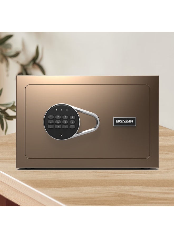 Onnais Safe, Home Small 20cm Office Password Safe, Anti-theft Wall-mounted Alarm, Smart New Commercial Storage Box, Bedside All-steel Safekeeping Cabinet, J20-coffee Electric - Image 5